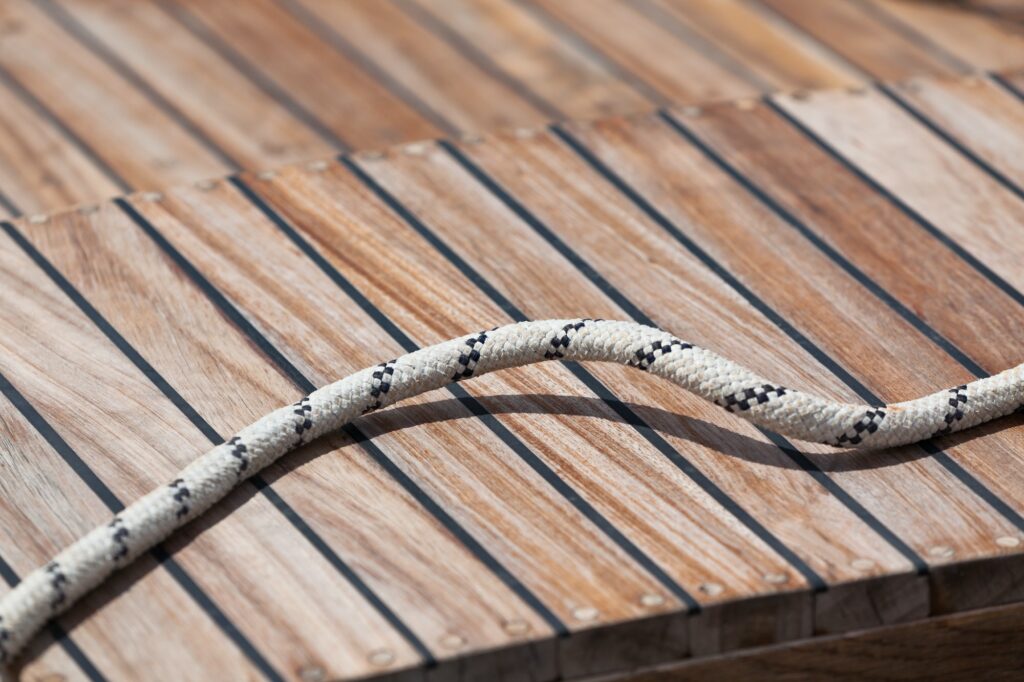 Rope on a wooden boat deck